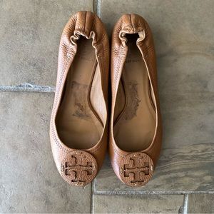 Tory Burch Minnie Leather Logo Travel Ballerina Flats